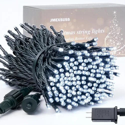 Miniatura 14 de JMEXSUSS 250 luces LED rojas, blancas y azules para decoraciones del 4 de julio, luces patrióticas conectables de 91.5 pies para exteriores