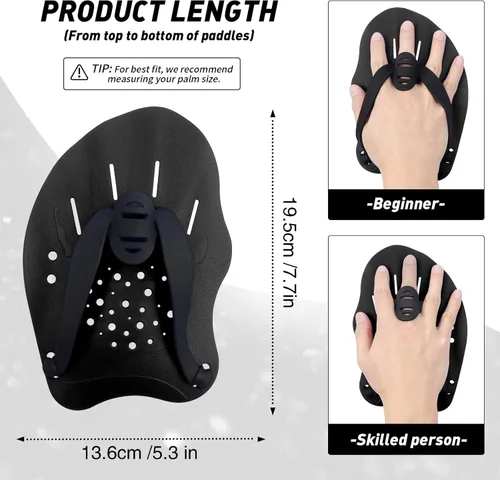 Miniatura 2 de Raquetas de natación para manos, paletas de mano de entrenamiento de natación con correas ajustables, paletas de natación para adultos y niños