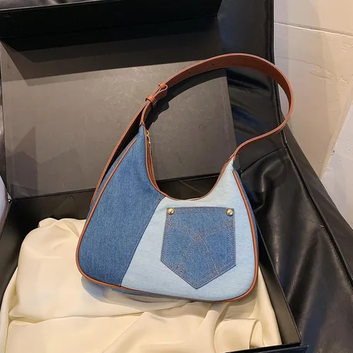 Miniatura 5 de Extolove Bolsa de mezclilla, monederos de mezclilla de moda para mujer, bolso de hombro de mezclilla Y2K