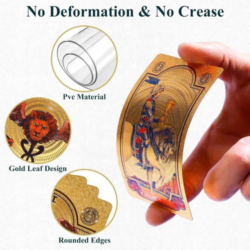 Miniatura 10 de KIINO - Baraja de 78 cartas de tarot con libro guía, diseño de lámina dorada, baraja de tarot para principiantes y jugadores profesionales con caja