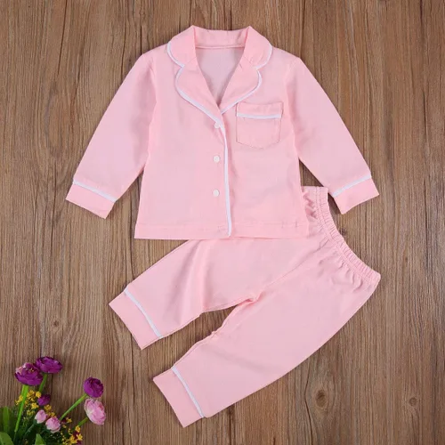 Miniatura 93 de Conjunto de pijama de manga larga con botones para niña pequeña, conjunto de ropa de dormir