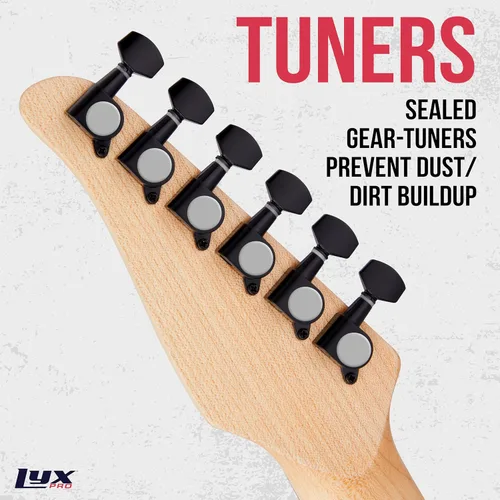 Miniatura 6 de LyxPro Guitarra eléctrica de 36 pulgadas y kit para niños con guitarra para principiantes de tamaño 3/4, amplificador, seis cuerdas, dos púas, Azul