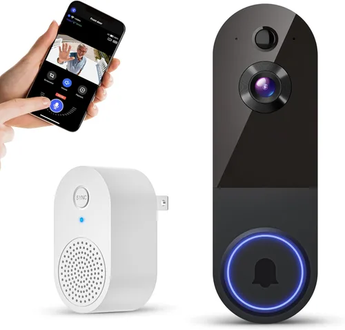 Cámara de timbre de video inalámbrica de 1080p, vista en vivo, visión nocturna, audio bidireccional, almacenamiento en la nube, detección de
