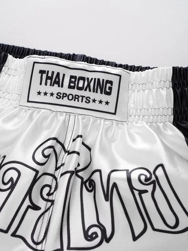 Miniatura 5 de Aiihoo Pantalones cortos de Muay Thai para niños, boxeo, kickboxing, artes marciales, artes marciales, entrenamiento de artes marciales, tronco