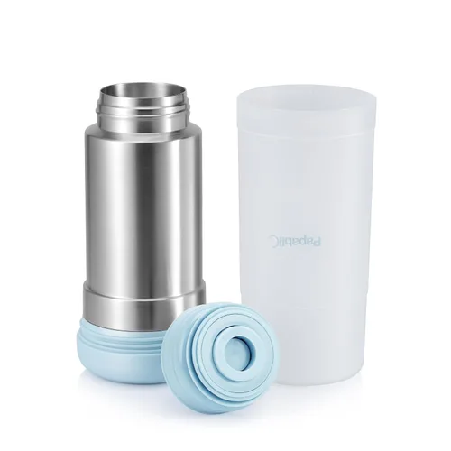 Papablic Calentador portátil de biberones de viaje para bebé, se adapta a la mayoría de portavasos de automóvil, calentador de botellas de acero