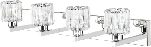 Miniatura 2 de Aipsun Lámpara de tocador de baño de cristal moderna, accesorios de iluminación de tocador de cristal para baño, 4 luces (no incluye bombilla)