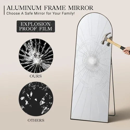 Miniatura 4 de MISSDAY Espejo arqueado de cuerpo completo de 64"x21", espejo de cuerpo completo con soporte, espejo de piso largo independiente, reclinable
