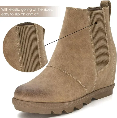 Miniatura 3 de Athlefit Women's Wedge Boots Comfortable Ankle Wedge Booties