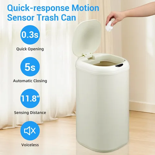 Miniatura 5 de Cubo de basura con sensor de movimiento de 8 galones con tapa, cubo de basura automático sin contacto, 30 litros inteligente de acero inoxidable