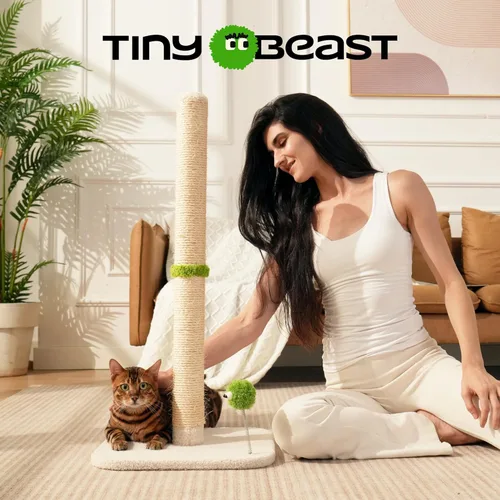 Miniatura 4 de TINYBEAST Rascador para gatos de 34 pulgadas de alto, rascador para gatos con cuerda de sisal natural, árbol para gatos con bola de juguete