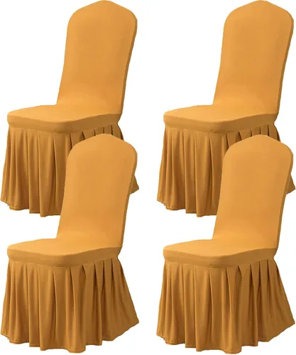 Miniatura 13 de Dimatic Juego de 2 fundas elásticas para sillas de comedor, fundas Parsons con falda, de elastano súper ajuste, funda protectora de asiento para Azul