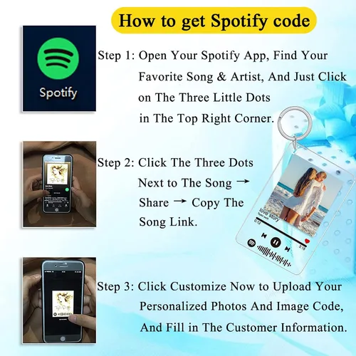 Miniatura 7 de Llavero personalizado de Spotify con imagen, llavero acrílico personalizado para fotos, llavero de código de canción de música de Spotify escaneable