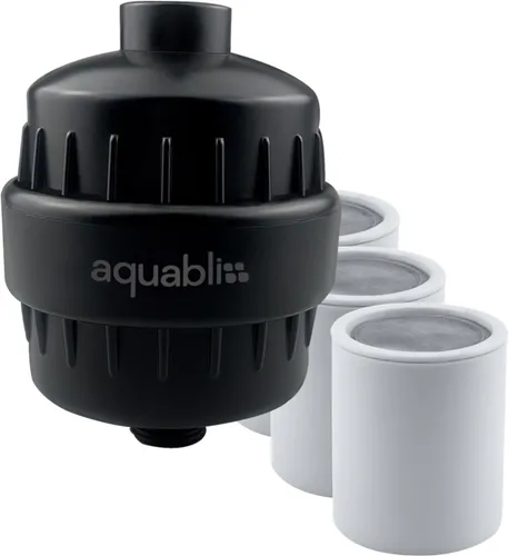 AquaBliss SF100 - Filtro de ducha revitalizante de alto rendimiento con 3 cartuchos SFC100 adicionales, reduce la piel seca, la caspa y el eccema,