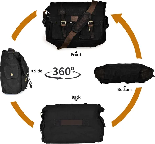 Miniatura 6 de Bolsa bandolera de hombro de lona LEATHER VILLAGE para hombres y mujeres – Elegante bandolera estilo mochila para oficina, viajes y uso diario