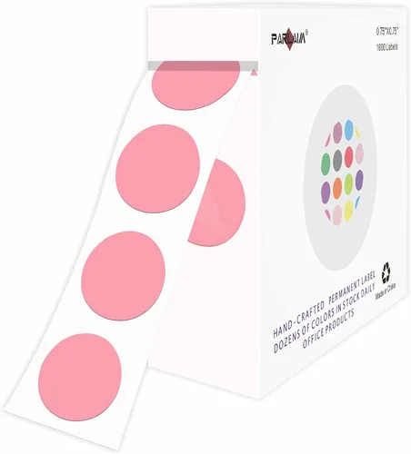 PARLAIM Etiquetas circulares adhesivas de codificación por colores de 0.75 pulgadas en rollo, 1000 calcomanías por caja dispensadora, diámetro de