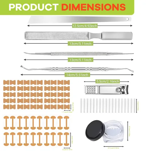 Miniatura 7 de Kit corrector de uñas encarnadas, herramientas de uñas, tiras de corrección transpirables con herramientas de levantamiento de uñas, cortaúñas