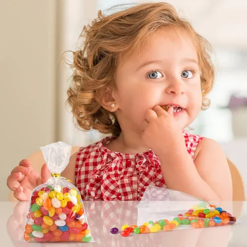 Miniatura 5 de ASTARON 200 bolsas de pretzel con lazos, bolsas de barra de pretzel, bolsas autoadhesivas para fiestas de cumpleaños, palitos de pretzels, bolsas