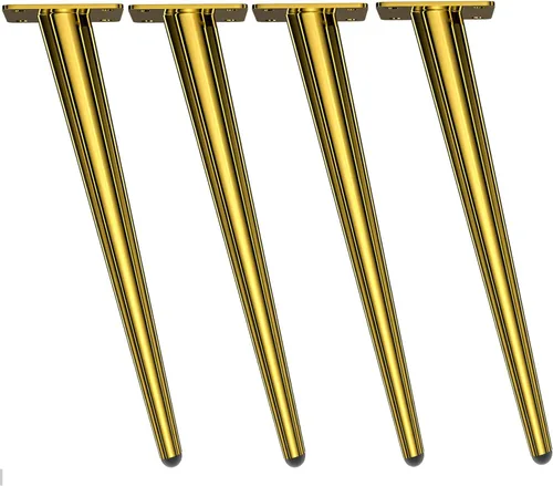 Miniatura 13 de Osring Patas de muebles de 16 pulgadas, patas redondas de metal cónico dorado para mesa, muebles inclinados para gabinete, accesorios para mesa