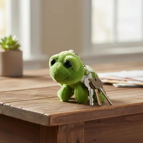 Miniatura 5 de Jowxsx Mini criaturas marinas verde tortuga muñeca llavero regalo peluche llavero de dibujos animados bolsa colgante auto animal decoración coche