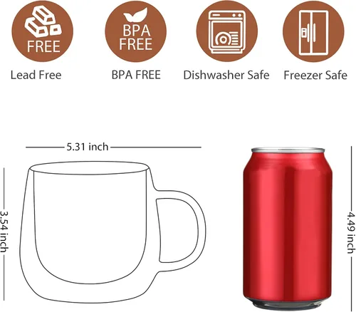 Miniatura 2 de CNGLASS Tazas de café de vidrio de doble pared de 10 onzas, tazas de café grandes aisladas, juego de 2 vasos transparentes para capuchino con asa