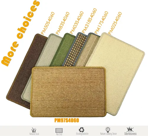 Miniatura 5 de Alfombrilla de rascar para gatos, 23.6 x 15.7 pulgadas, rascadores de sisal natural para gatos de interior con cintas de velcro, tapete para rascar