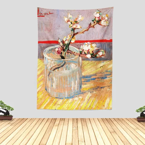 Miniatura 35 de Chitteri Vincent van gogh - Tapiz colgante de flores de almendra, 60 x 45 pulgadas, arte de pared de poliéster para decoración del hogar