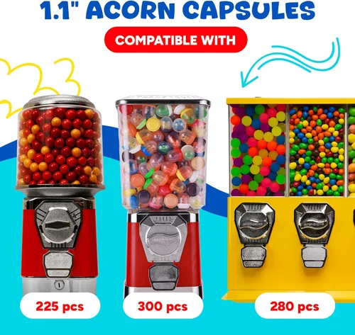Miniatura 5 de Máquina expendedora de cápsulas, cápsulas translúcidas de bellota vacías, 1000 unidades de 1.1 pulgadas, cápsulas de máquina de chicles a granel