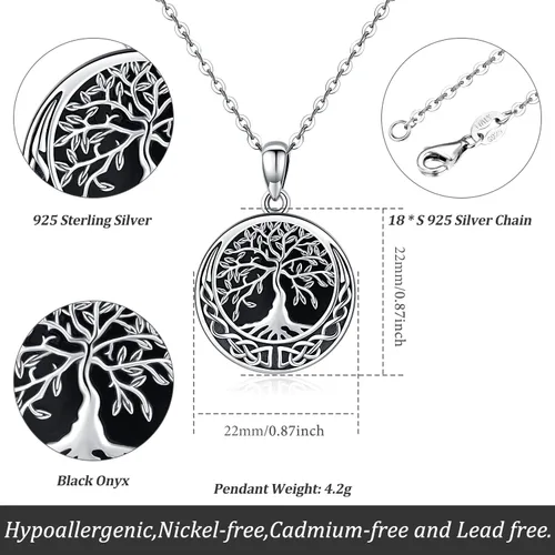 Miniatura 6 de Odinstone Collar de árbol de la vida, colgante de plata de ley para mujer, collar de árbol genealógico, joyería para mamáesposaabuela