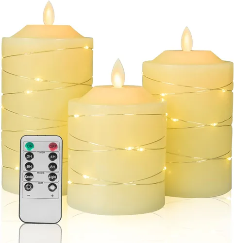 Miniatura 9 de Velas parpadeantes sin llama de 2.2 pulgadas de diámetro x 4 pulgadas de diámetro x 4 pulgadas de alto, 5, 6, 7, 8, 9 pulgadas, juego de 9 velas LED