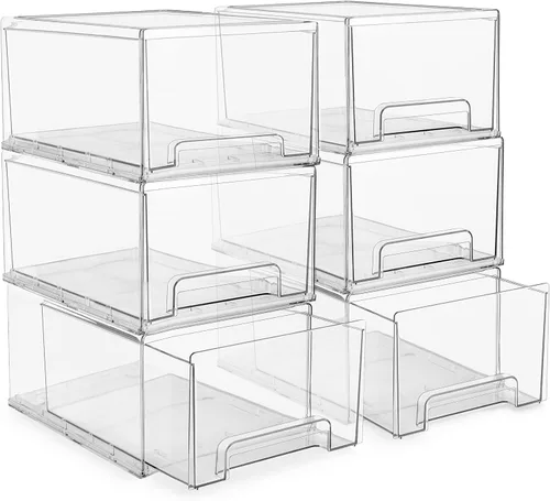 Miniatura 17 de Sorbus 1 cajón grande y 2 pequeños transparentes y apilables – Cajones organizadores de plástico con asas – Cajones de almacenamiento extraíbles