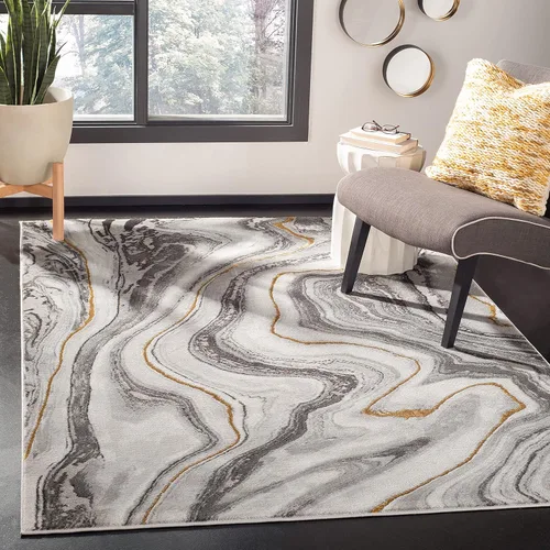 Miniatura 8 de SAFAVIEH Craft Collection - Alfombra decorativa, 2'3" x 4', azul y gris, diseño abstracto moderno, no desprende pelusa y de fácil cuidado, ideal
