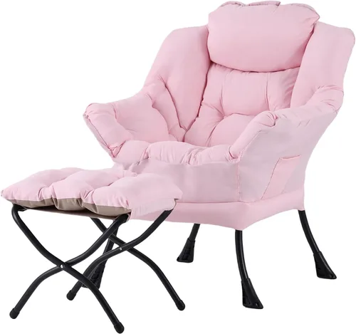 Miniatura 20 de Welnow - Silla perezosa con otomana, moderna silla de descanso con reposabrazos y bolsillo lateral, juego de sillón tapizado de ocio, sillón