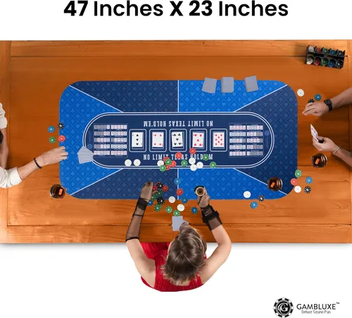 Miniatura 6 de GAMBLUXE - Tapete de póquer profesional de 47"X23" / 70"X35" para mesa - Superficie de póquer suave repelente al agua para mesa antideslizante