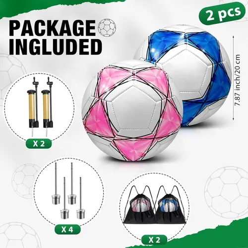 Miniatura 2 de Paquete de 2 pelotas de fútbol desinfladas con bomba para regalos de Navidad de 4 a 14 años, tamaño 3, tamaño 4, 5 artículos, ofertas a granel