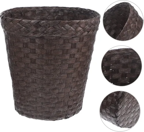 Miniatura 4 de LIFKOME Cubo de almacenamiento de paja Papelera portátil Papelera de escritorio Cestas de almacenamiento decorativas Cesta decorativa Papelera