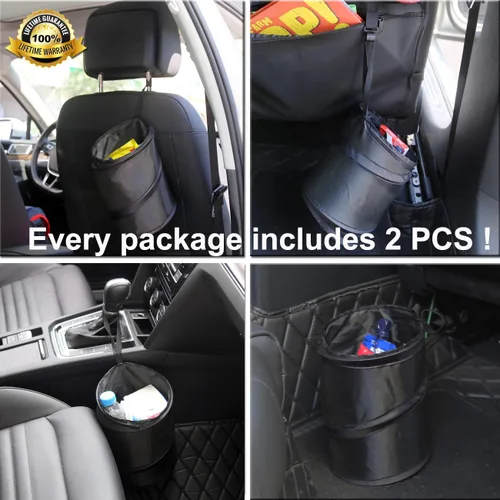 Miniatura 2 de KITBEST - Bote de basura pequeño, portátil y plegable para automóvil, organizador de auto [2 unidades]