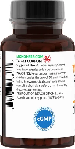 Miniatura 3 de MONOHERB Extracto de semilla de pomelo 10:1 - 1000 mg por porción - Tamaño de la porción: 2 cápsulas - 45 porciones por botella