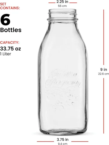 Miniatura 7 de Bormioli Rocco Quattro Stagioni - Botella de leche de vidrio de 33.75 onzas / 1 litro con tapa hermética, ideal para botella de preparación