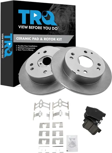Miniatura 18 de TRQ Kit de rotor de freno trasero y pastillas de cerámica Posi premium compatible con camioneta Chevy GMC