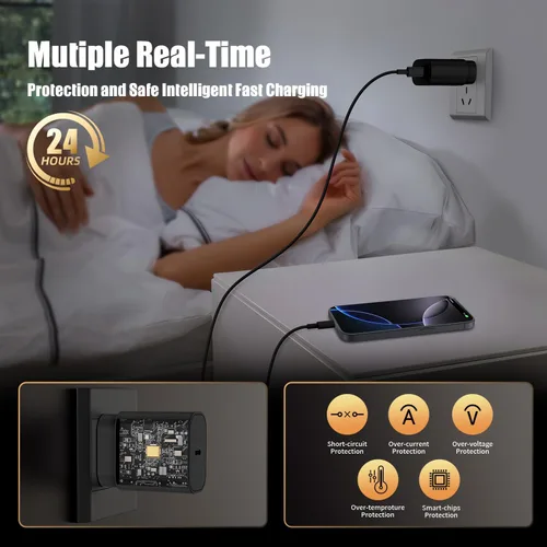 Miniatura 6 de Cargador de Bloque USB C de carga rápida para iPhone 17 16 Pro Max, cargadores USB-C de 30 W con cable largo de carga rápida tipo C de 3/6/10 pies