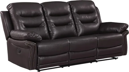 Miniatura 16 de Blackjack Furniture Andrews - Sofá reclinable de cuero tapizado con cabeza de clavos tradicional tapizada con tapizado y ribeteado, sofá biplaza