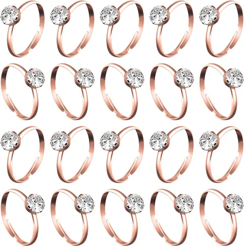 Whaline 36 Paquetes Anillos de Compromiso de Diamante Anillos de Despedida de Soltera para Decoraciones de Mesa de Boda, Suministros de Fiesta, Oro