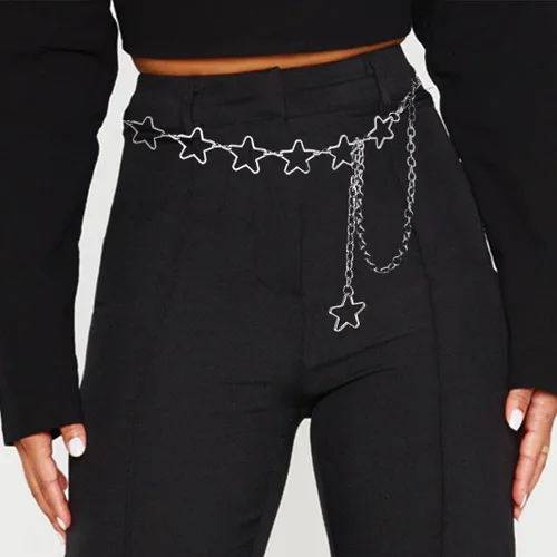 Miniatura 2 de Cinturón de cadena de cintura con borla larga para mujer, cadena ajustable de metal para el vientre para vestido