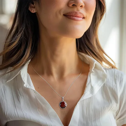 Miniatura 12 de Collares de plata de ley 925 con piedras preciosas para mujer, piedra natal, collares con colgante de plata, collar de plata de declaración de plata