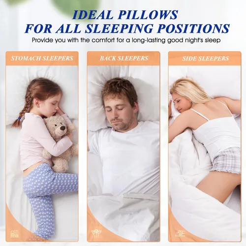 Miniatura 4 de MZOIMZO Almohadas de cama firmes de apoyo para dormir, juego de 2 unidades, calidad de hotel refrescante con relleno alternativo de plumón suave