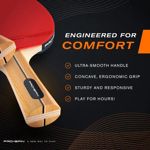 Miniatura 3 de PRO-SPIN Paletas de ping pong – Juego de alto rendimiento con raquetas de tenis de mesa premium, pelotas de ping pong de 3 estrellas, estuche de Set