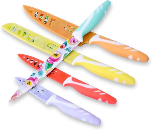 Miniatura 4 de UPTRUST Juego de cuchillos de cocina de acero inoxidable de 10 piezas, revestimiento antiadherente con 5 cuchillas protectoras, cuchillos de frutas