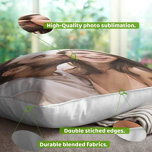 Miniatura 5 de Almohada de amor personalizada, almohada de fotos de pareja con cualquier imagen, inserto opcional, 16 x 16 pulgadas, funda de almohada