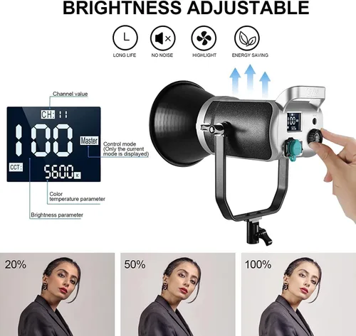 Miniatura 7 de GVM - Luz de video LED de 200 W con caja de luz, SD200D Kit de iluminación de estudio de fotografía con control Bluetooth/DMX, 93000lux@1.6 ft