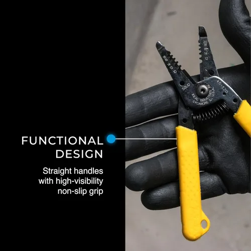 Miniatura 4 de Ideal Electrical 45-121 T-6 T-Stripper - 14-26 AWG, pelador de cables en T amarillo con agujeros en bucle, pinza con punta, apertura automática